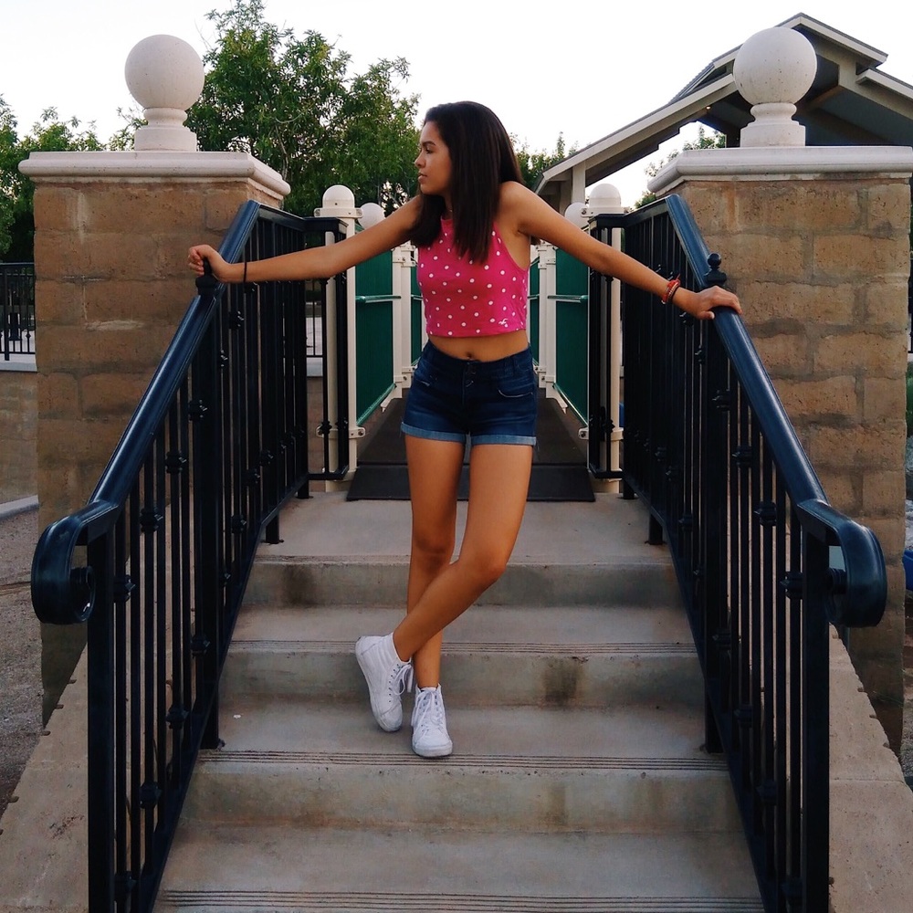 Pink & White Polka Dot Crop Top