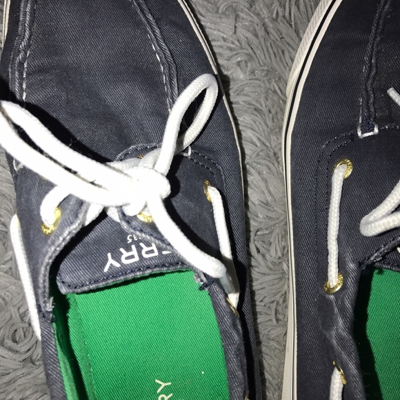 Sperry size 9.5 canvas blue top slider shoes - Picture 2 of 3