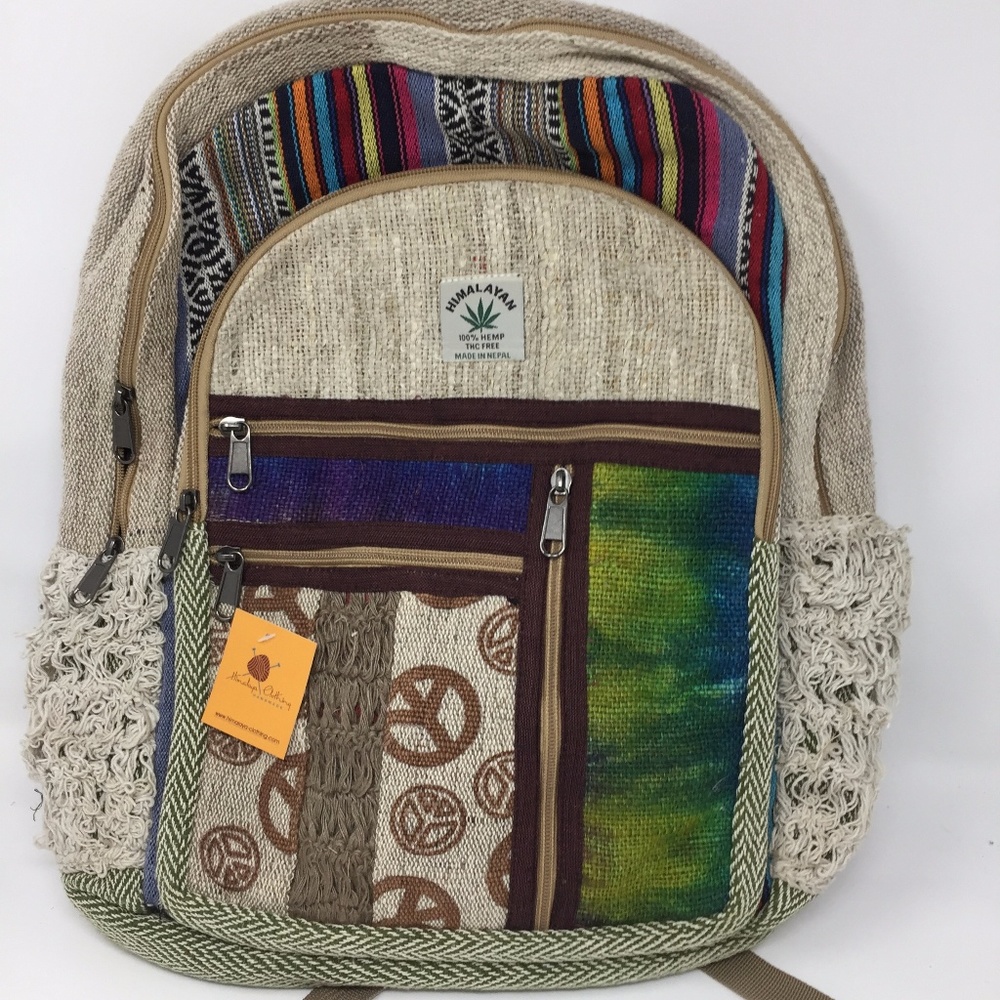 100% Himalayan Hemp Backpack, w/ Laptop sleve