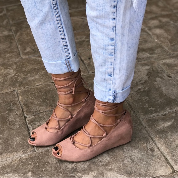 Gladiator Leg Wrap Lace Up Hidden Demi Wedge - Picture 2 of 7