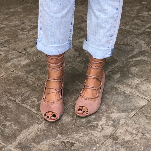 Gladiator Leg Wrap Lace Up Hidden Demi Wedge - Picture 4 of 7