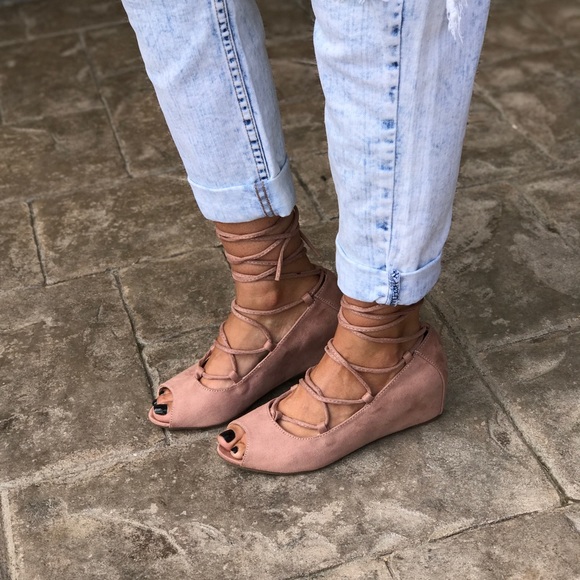 Gladiator Leg Wrap Lace Up Hidden Demi Wedge - Picture 3 of 7