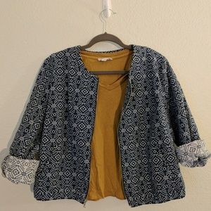 FINAL SALE! Patterned Blue Bomber Jacket