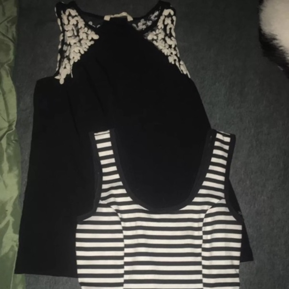Black tank white lace