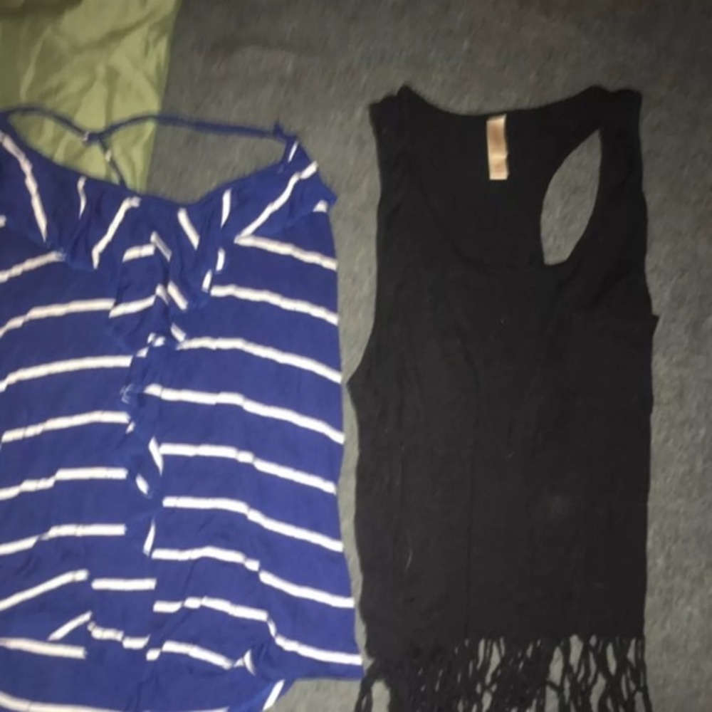 Blue & white striped tank