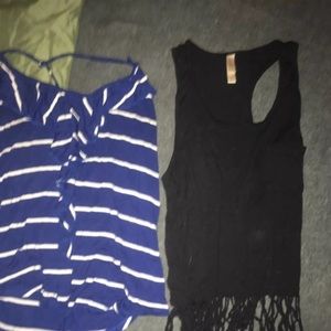 Blue & white striped tank