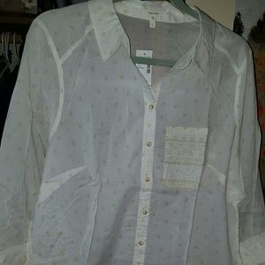 Maurices white button down sheer shirt