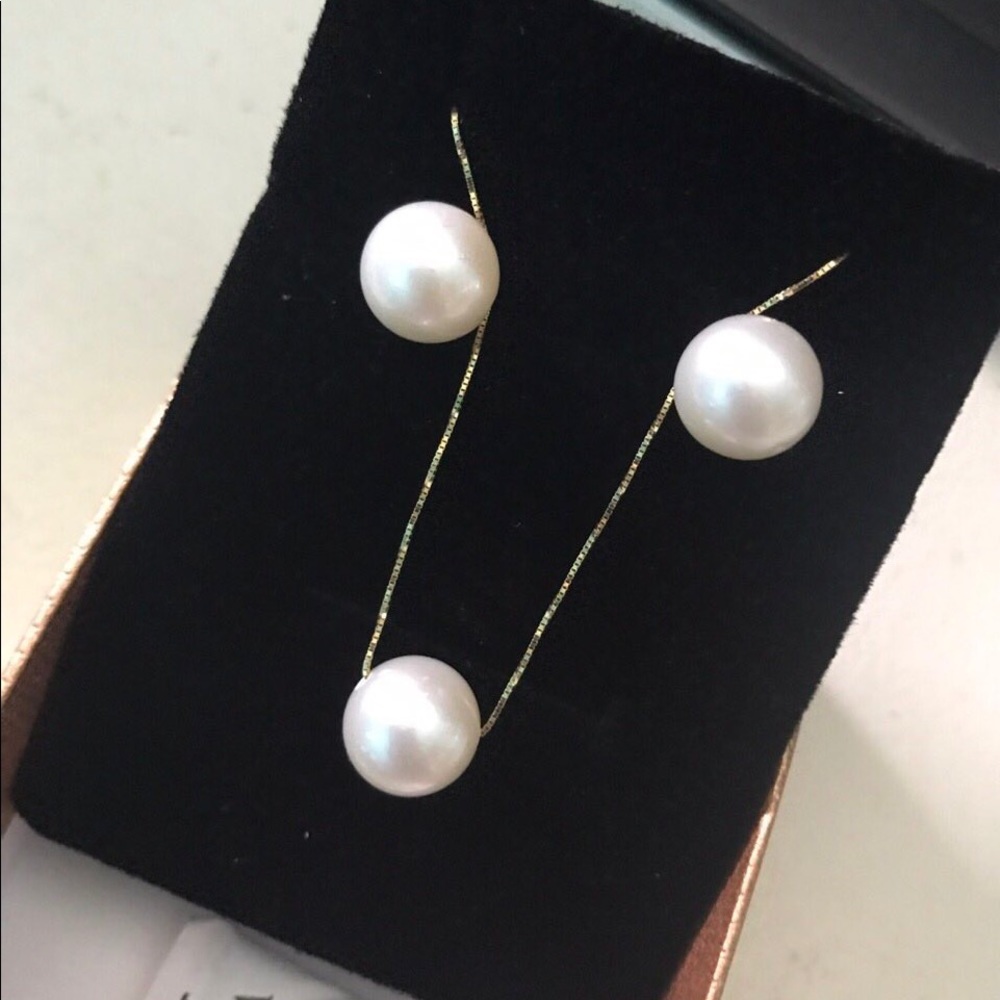 10mm Auth South Sea Pearls SET w/ Solid Gold