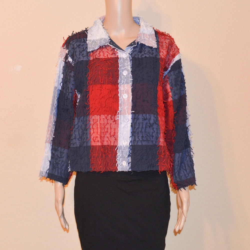 🍍SILVER STREAM Red, White & Blue Eyelash Jacket