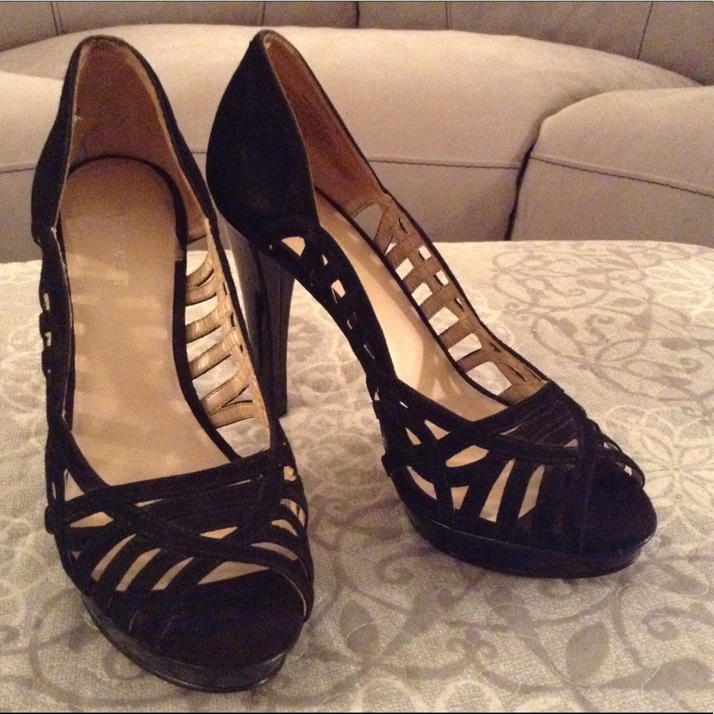 Designer suede heels