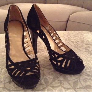 Designer suede heels