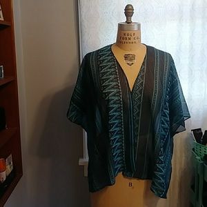 Blue and blk kimono like cover top
