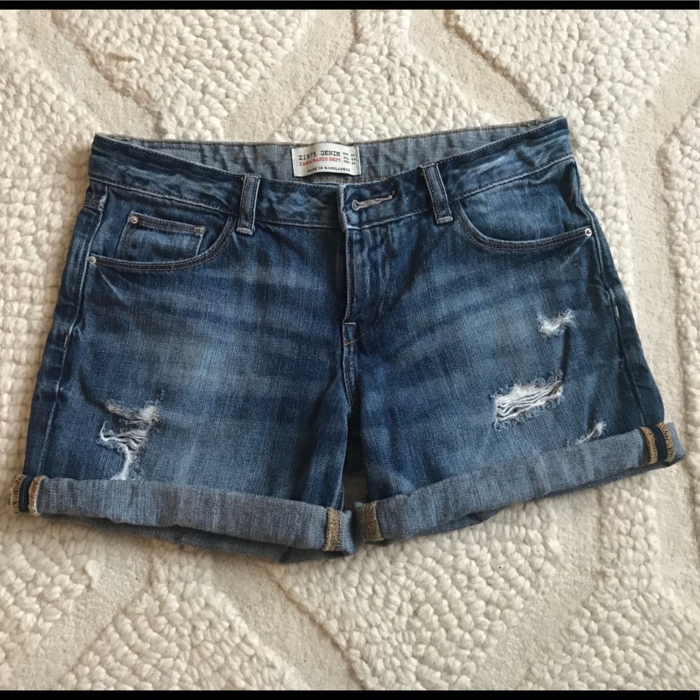 zara denim jean shorts