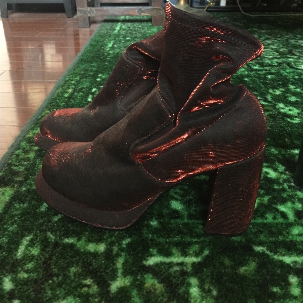 Red Sparkly Metallic Boots