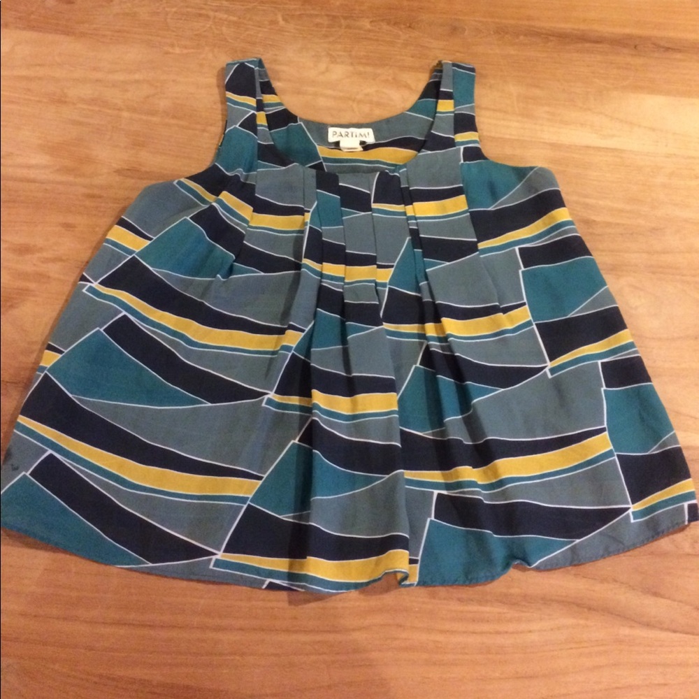 Geometric print silk tank