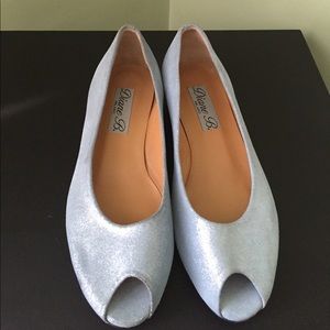 Diane B peep toe light blue sparkle ballet flat