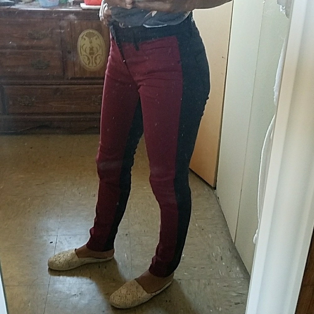 Two color split jeans