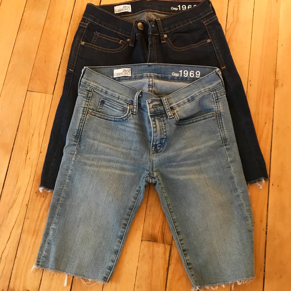 Knee length denim shorts