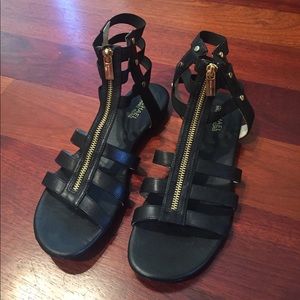 MICHAEL Michael Kors Black &Gold Gladiator Sandals
