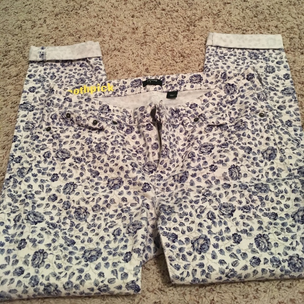cropped floral jeans