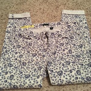 cropped floral jeans