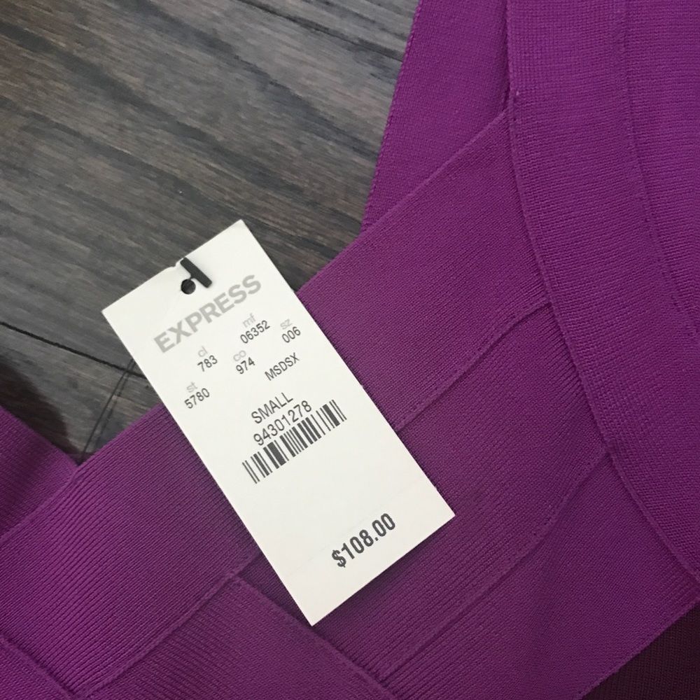 NWT Express Purple Colorblock Bandage Dress - Picture 3 of 8
