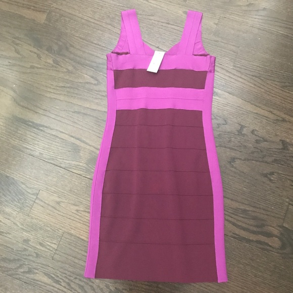 NWT  Express Purple Colorblock Bandage Dress - Picture 4 of 8