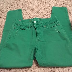 Green skinny jeans
