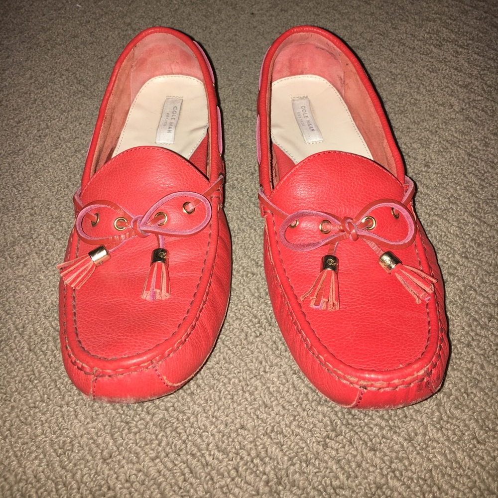 Cole Haan red leather driver moccasins 9