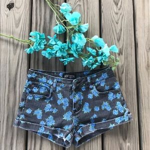 Black Floral Shorts