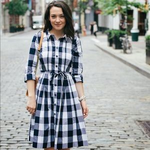 Boden Gingham shirt dress Navy size 8 worn once!