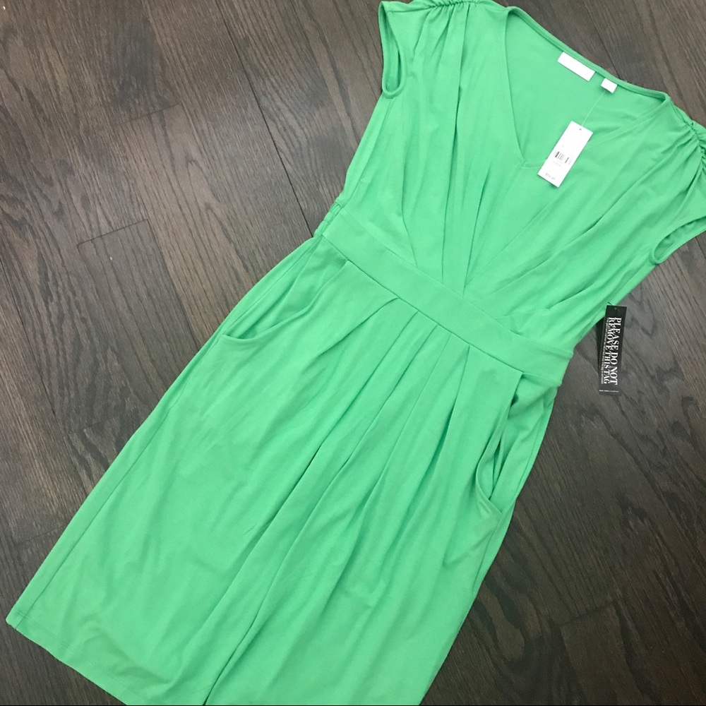 NWT New York & Co Green V-Neck Dress