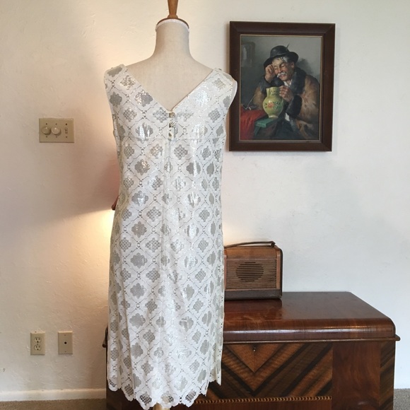 R&K Orginals Silver and white Sheath Dress*HP* - Picture 2 of 8