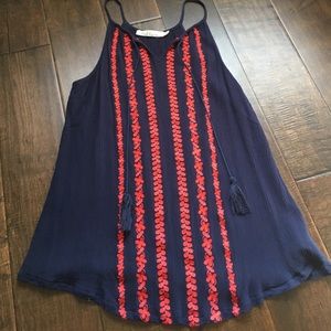 Navy and red tank