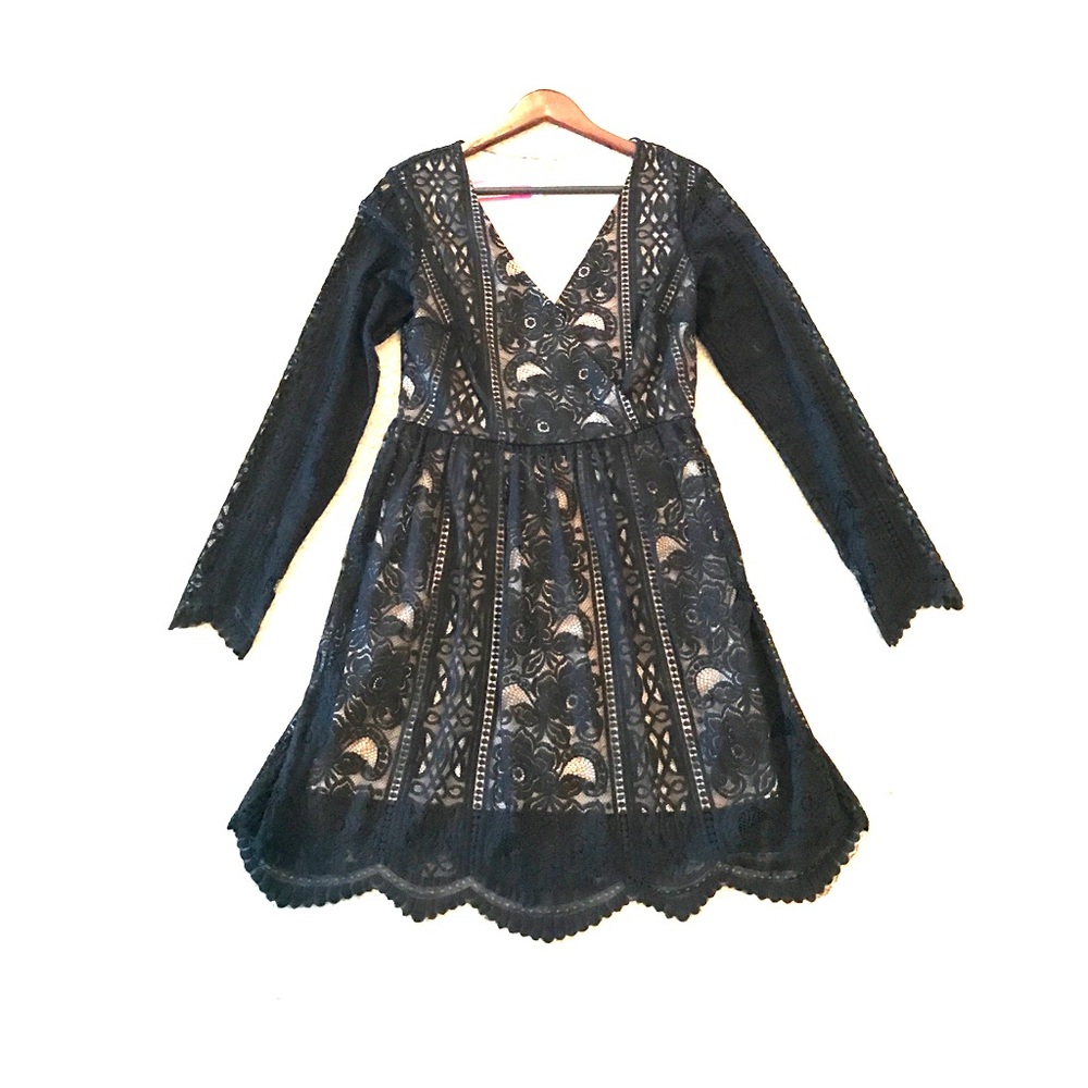 Gorgeous black lace with nude undertone dress