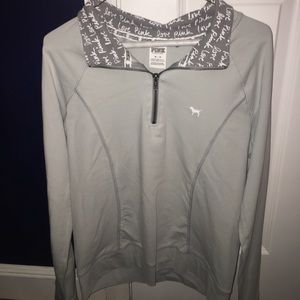 VS PINK quarter zip track jacket - light grey