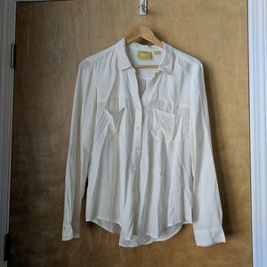 Maeve Anthropologie cream button down, size Medium