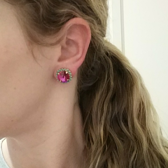 Jewelry - Large Pink Turquoise Stone Stud Earrings