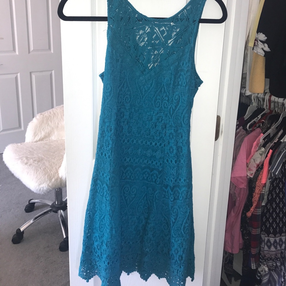 Teal lace dress