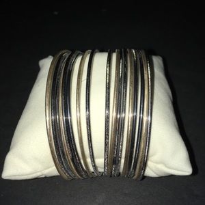 Steel gray & pewter multi bangle Cuff bracelet