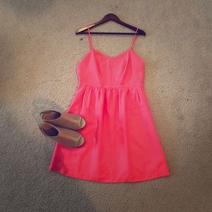 Coral j crew spaghetti strap dress with pockets!