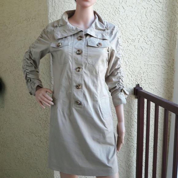 Michael Kors Dresses & Skirts - Michael Kors long-sleeve khaki dress size M