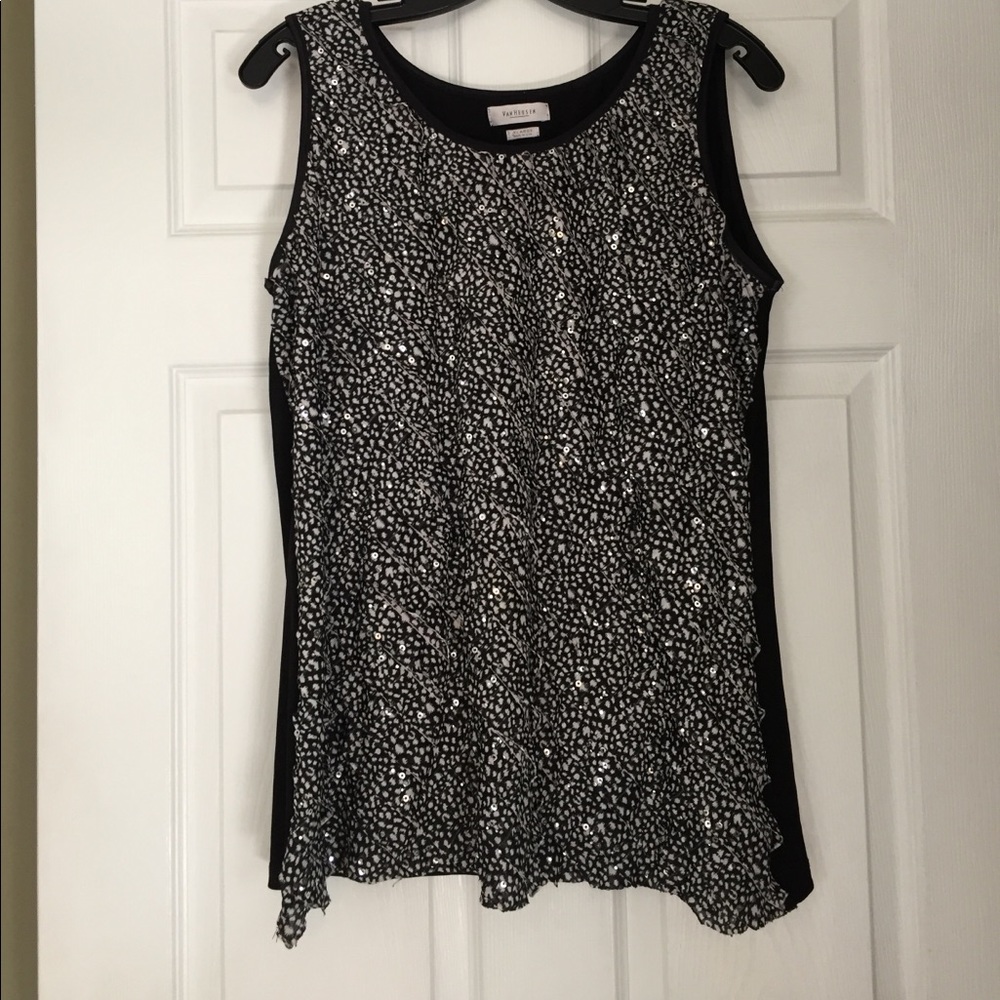Van Heusen sequined ruffle tank.