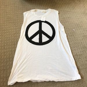 White Peace sign tank
