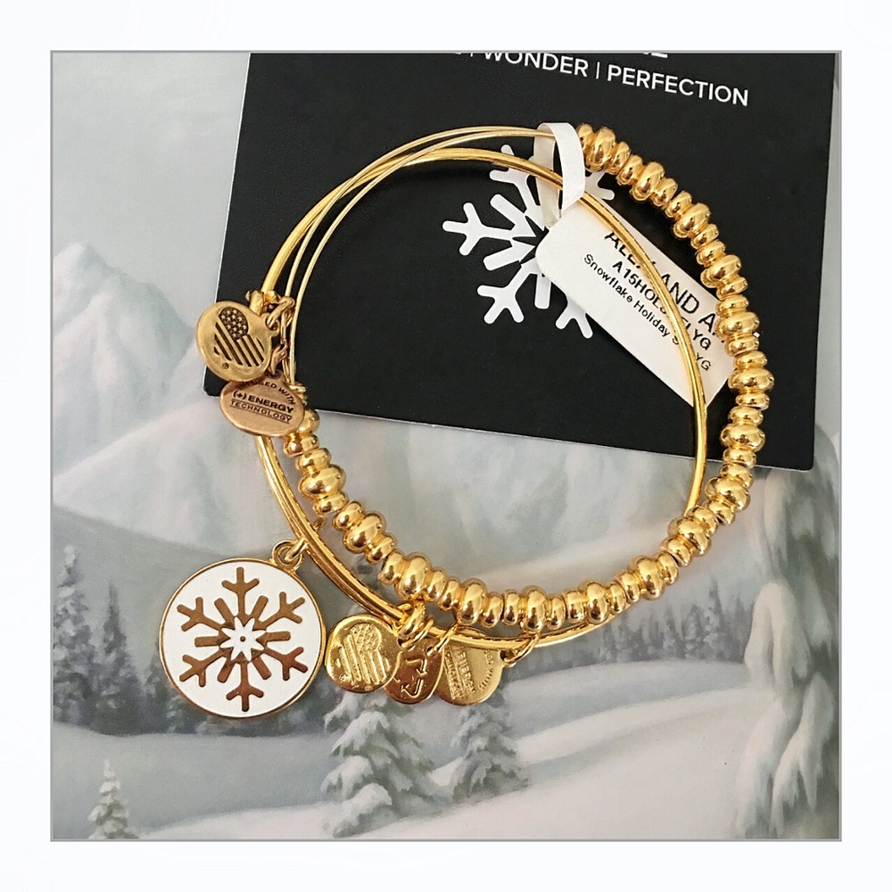 Limited Edition Gold Alex & Ani Snowflake Set - Picture 2 of 4