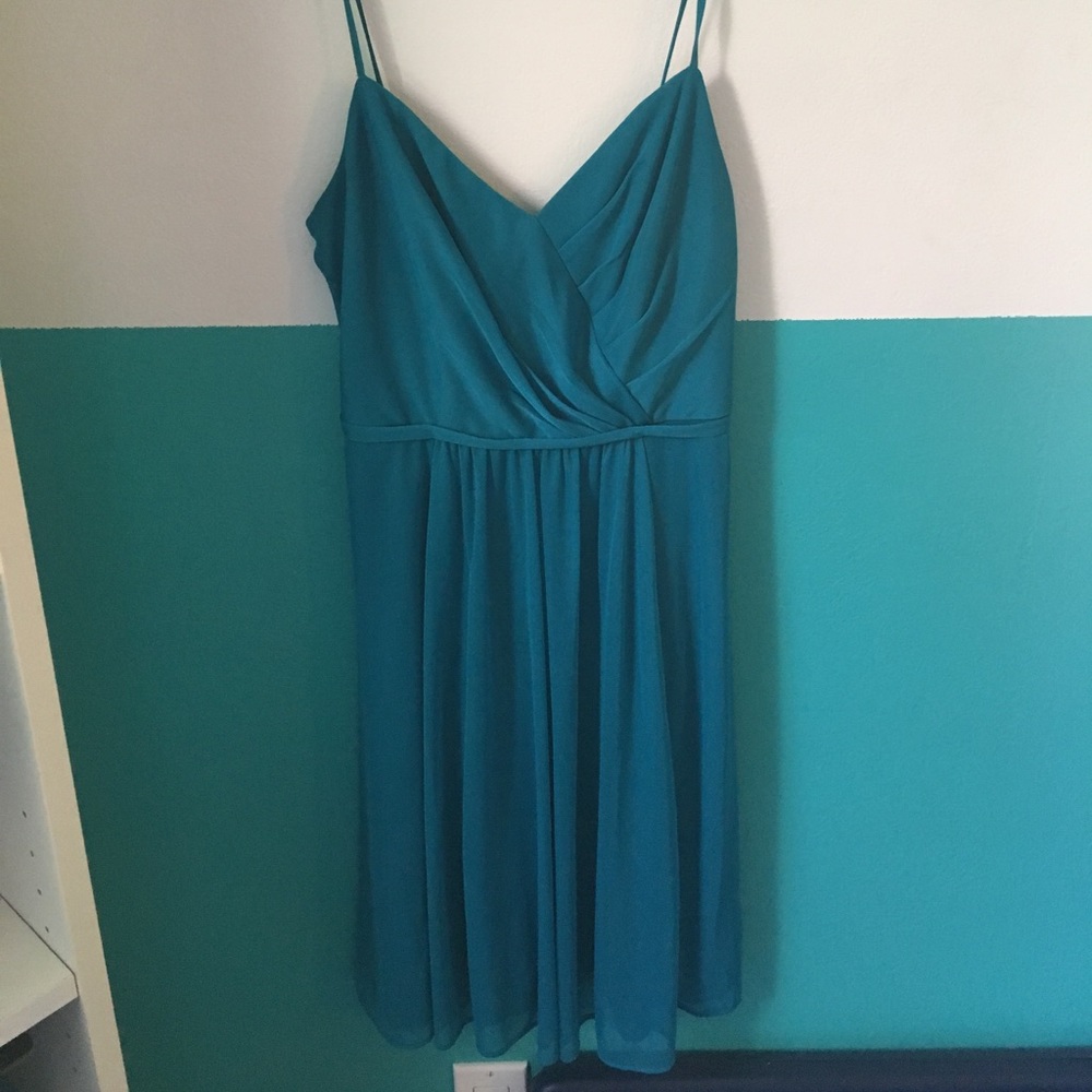 David's Bridal teal bridesmaid dress