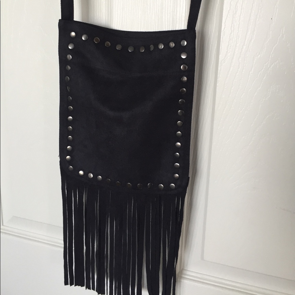 Black faux suede festival pouch