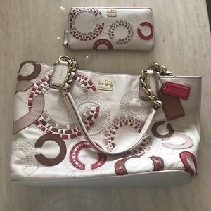 Leather Coach bag and Matching Wallet