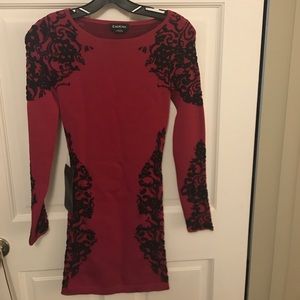Bebe NWT red & black detail sweater dress