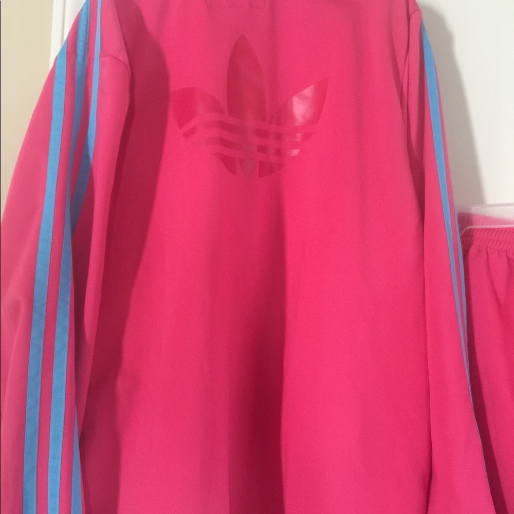 Girls (kids) pink/blue Adidas track suit